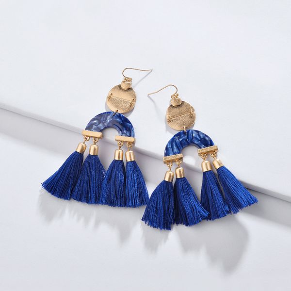 

мода позолоченные хлопчатобумажная нить кисточки серьги c форма акриловые заявление серьги для женщин ювелирные изделия, Silver