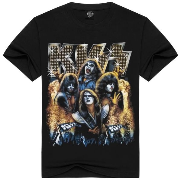 

KISS Mens 3D Printing Tshirts Summer Black Designer Tees Fashion Rapper Tops Short Sleeved
