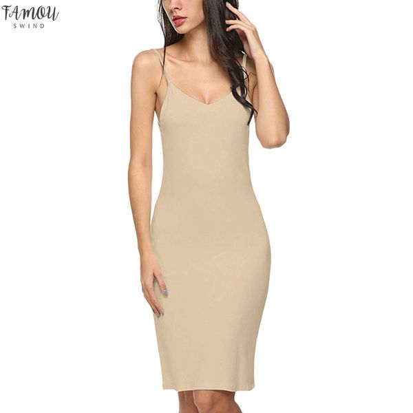 

2020 new summer women suit casual solid v-neck strap erotic slim sleep nightdress knee-length sundress 9042934, Black;gray