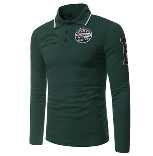 

мужские рубашки поло с длинными рукавами можно носить в любое время года. он модный и тонкий, с серым, красным и зеленым цветом, размером m, White;black