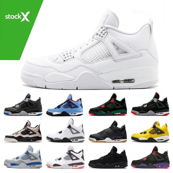 

designer 4 4s mens basketball shoes loyal blue what the cool grey bred black gum sneakers sports shoes stock x