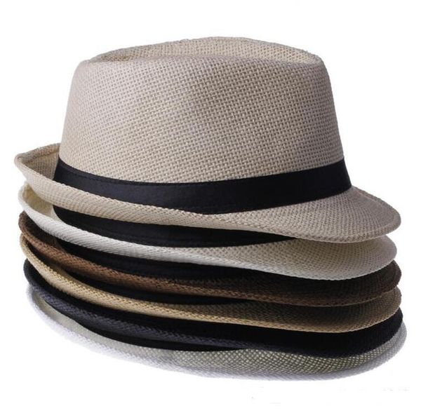 

panama straw hats fedora soft fashion men women stingy brim caps 6 colors choose 10 pcs/lot, Blue;gray