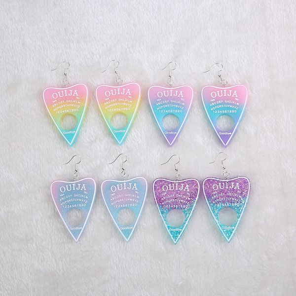 

1pair women drop earrings multicolor resin ouija planchette charms resin earring for birthday gift children woman jewelry, Silver