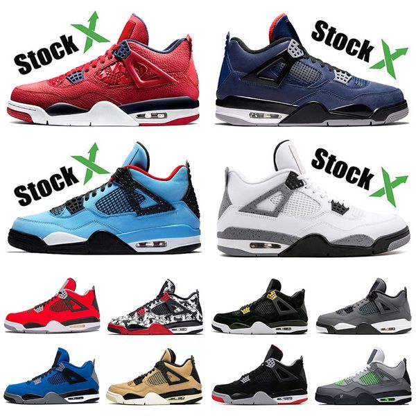 

loyal blue 4s mens basketball shoes travis scotts new bred 4 jumpman cactus jack mushroom what the fashion men sport sneakers size 13