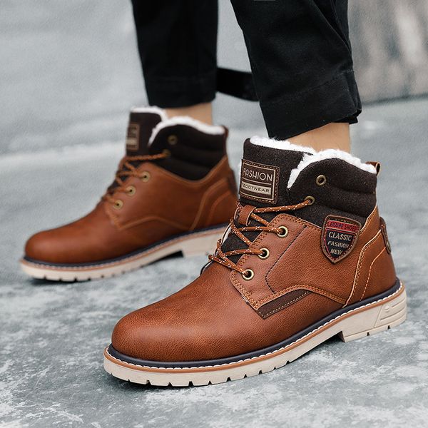 

winter plus-sized menswear cotton-padded shoes outdoor mountain climbing men's shoes fashion large size boots sports foot, Black