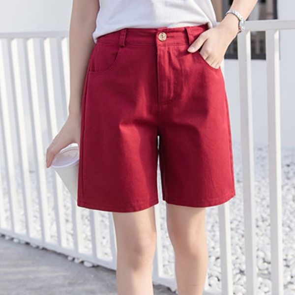 

90% cotton shorts women summer casual straight quality shorts pantalones cortos mujer short femme plus size cotton, White;black