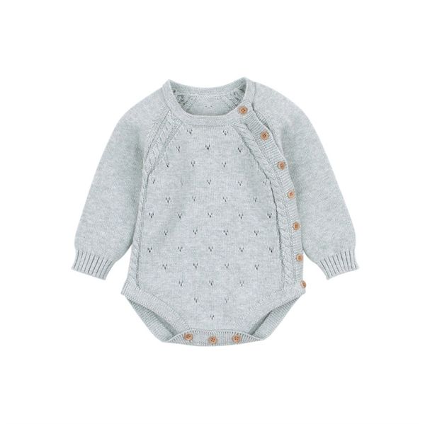 

boutique girl clothes newborn baby girls boys knitted infant solid autumn warm bodysuit outfits jumpsuit, White