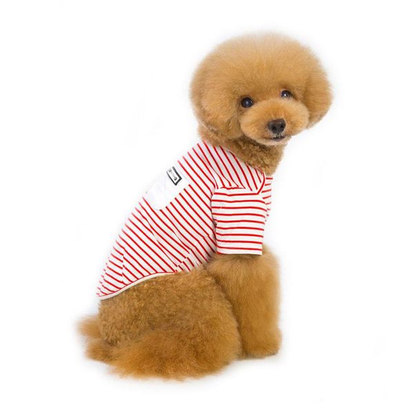 

pet полосатый печати карманный собак coat red white all seasons доступные моды stripes рубашки с карманами одежда для щенков