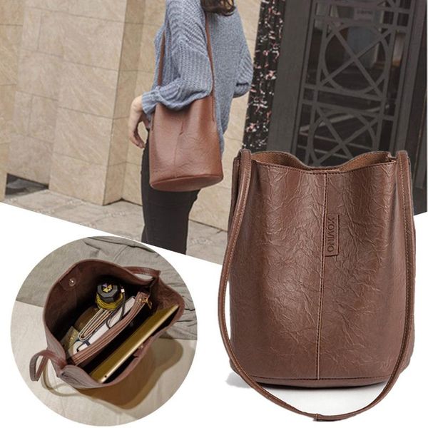 

vintage leather crossbody bags for women 2020 new big capacity shoulder bag fashion handbags bucket bags