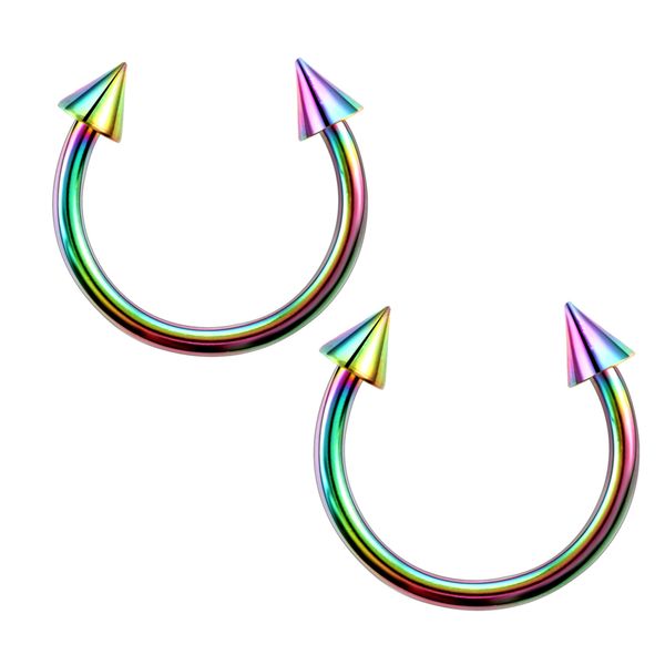 

2pcs красочного spike круговой штанги подкова кольцо ухо хрящ козелка пирсинг губной носа обруч кольцо мужская мода ювелирные изделия, Slivery;golden