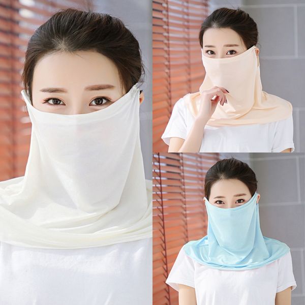 

xlyb6 silk scarf face mask 40 styles chiffon sun protection mask outdoor riding handkerchief protective scarf silk masks, Black