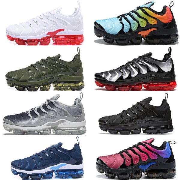 

2018 tn plus triple black running shoes tn 2018 sneaker with box fashion man and women shoes size su
