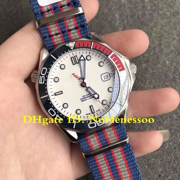 

3 style super om swiss cal.2507 automatic movement mens white dial diver james bond 007 limited commanders watch wristwatch men's watch, Slivery;brown