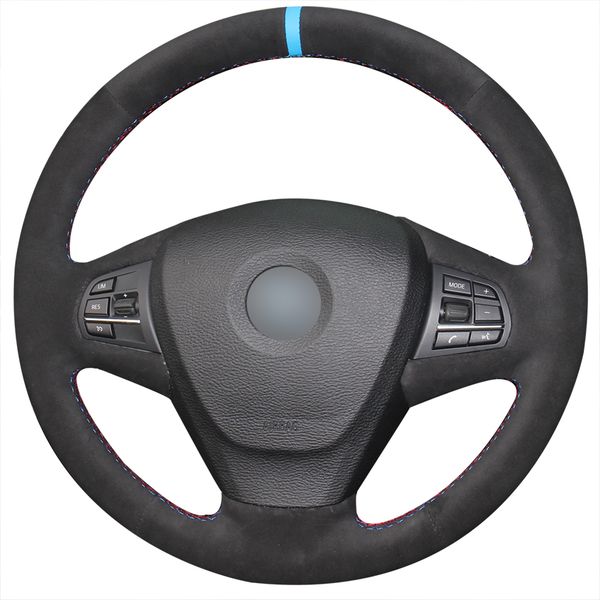 

black suede diy hand sewing steering wheel cover for bmw x3 2014 x5