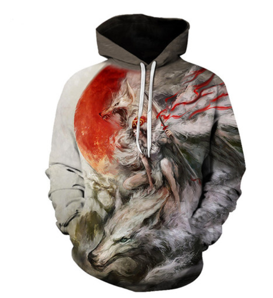 

новый унисекс wolf hoodies мужской толстовки животные осень зима hip hop tops casual марка 3d печать волчьей голова толстовка толстовка a639, Black