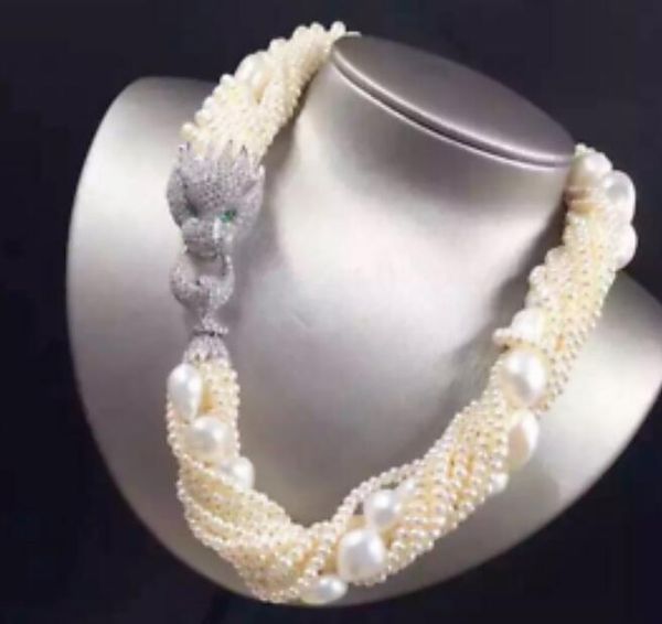 

gorgeous 10 row white pearl necklace &bracelet 8"set, Silver