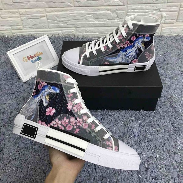 

B23 neaker high hoe 19 flower technical caual hoe men women luxury de igner hoe women fa hion neaker, Black