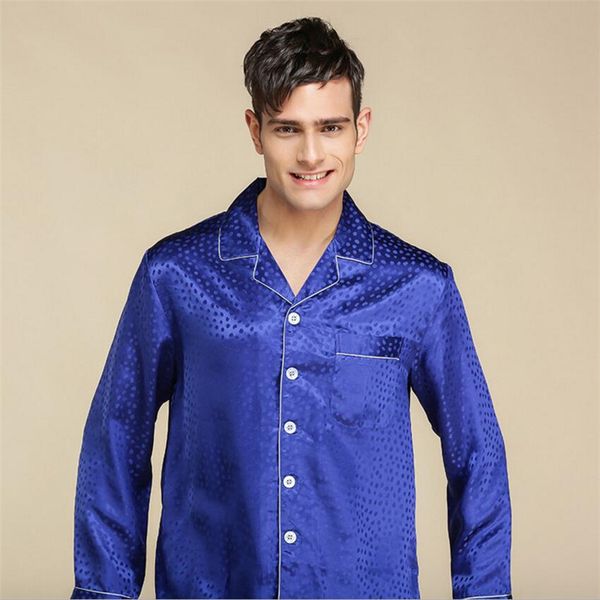 

ianlan spring summer mens real silk pajamas sets male 100% silk nightshirt sleep & bottoms sleepwear nightclothes il00459, Black;brown