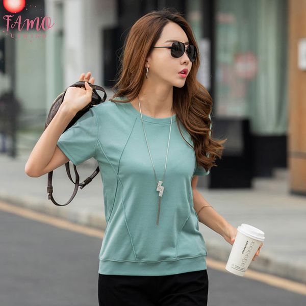 

женщины футболки 2019 весна лето мода женский твердая o шеи повседневный сыпучие хлопка с коротким рукавом футболка пуловер топы тис tshirt, White