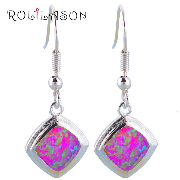 

rolilason wonderful red fire opal silver stamped drop earrings fashion opal jewelry oes647 for women party