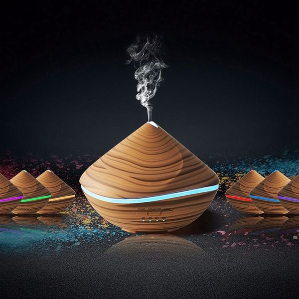 

500ml ultrasonic air humidifier aroma essential oil diffuser wood aromatherapy purifier with led night light for home