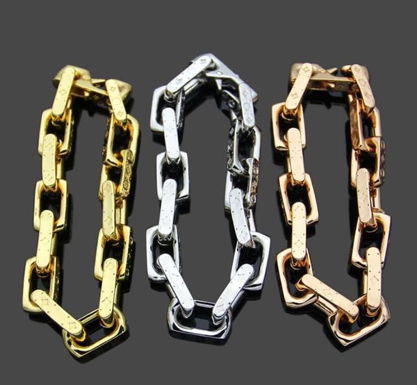 

highest level designer enamel 18k gold couple bracelettitanium steel letter mens bracelets bangles lovers luxury jewelry gift, Silver