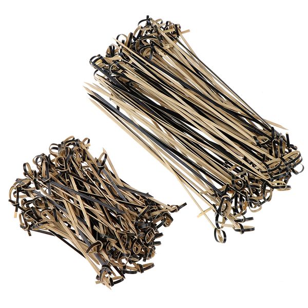 

100шт одноразовые бамбуковый выборка с витыми концами завязываются коктейль пинцетом для коктейля food drink barbeque закусочного club однор