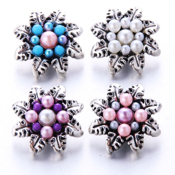 

2019 new fashion flower snaps buttons jewelry rhinestone button fit 18mm snap jewelry snap bracelets bangles for women, Golden;silver