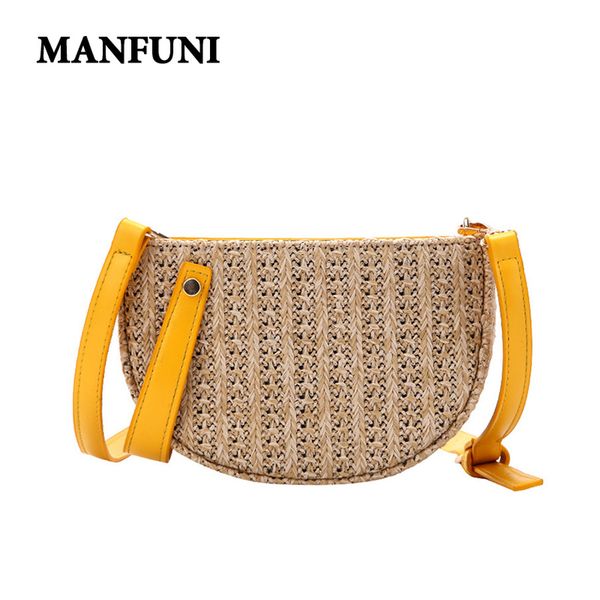 

manfuni летняя сплошная цветная соломенная сумка для женщин 2019 г. новая многофункциональная сумка через плечо женская полукруглая сумка на