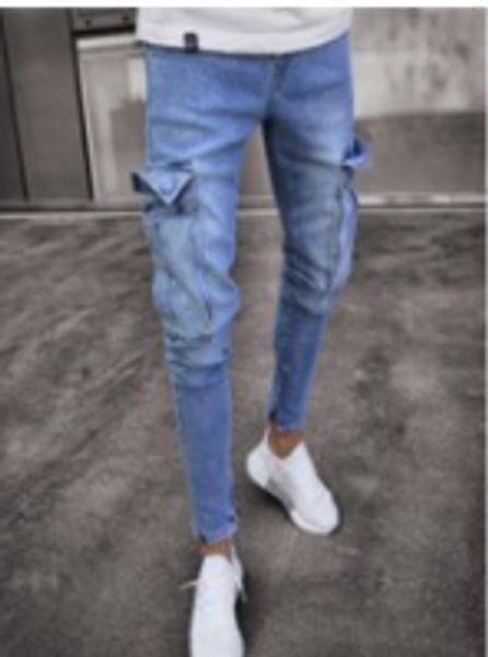 

men's pants for autumn fashion designer men's jeans luxury brand skinny jeans with large pocket casual style size s-3xl wholesales, Blue