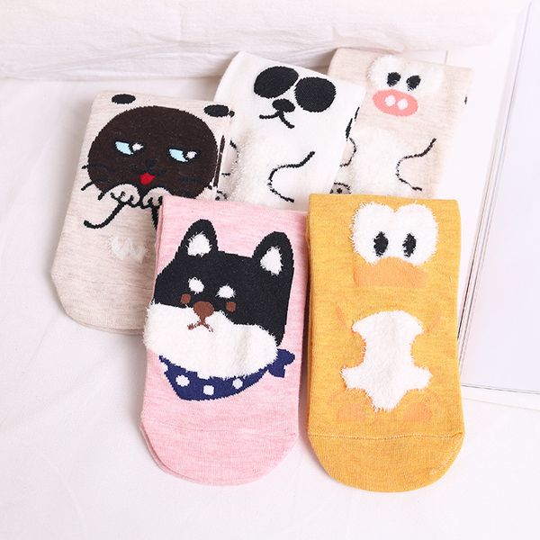 

cartoon dog socks cute animal women socks summer coon crew 10pairs, Black;white
