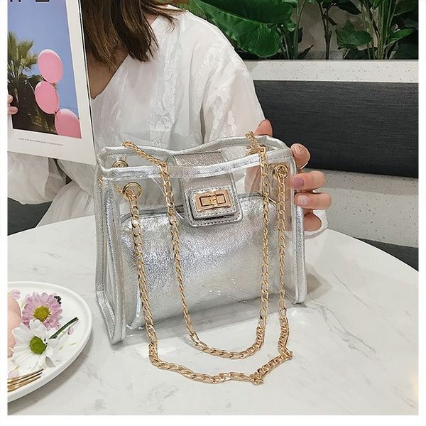 

прозрачная сумка женская 2020 новый стиль корейский стиль мода фея лето желе рука сумка кошельки и сумки