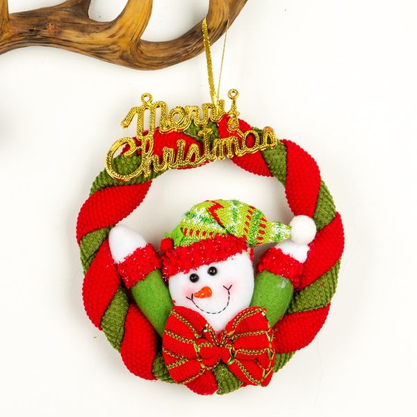 

christmas wreath pendant with plush doll decorative garland holiday door wall window hanging snowman ornaments kerst decoratie