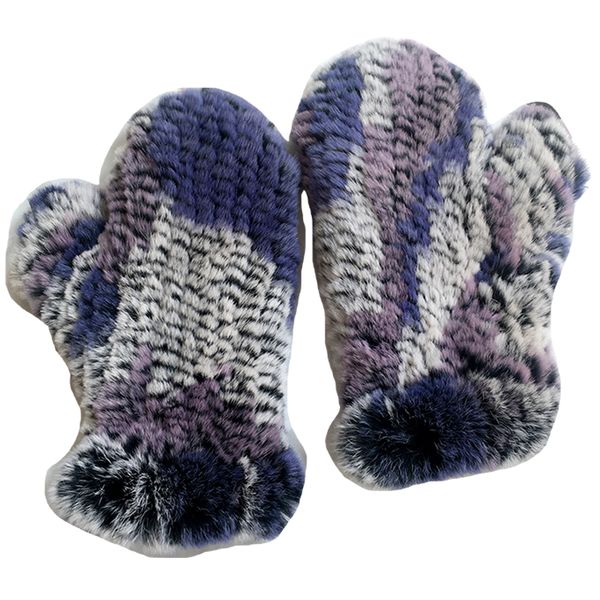 

winter real fur gloves women elastic handmade knit real rex rabbit fur gloves outdoor natural rex rabbit fur mittens, Blue;gray