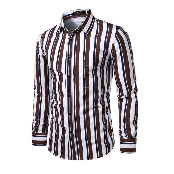 

kancoold shirt regular polyester men's shirts mens casual fashion printing loose full sleeve turn down-collar shirt nov11, White;black
