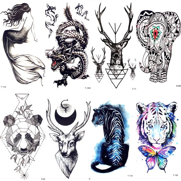 Acheter Petit Noir Chinois Dragon Moose Autocollants De Tatouage Beauté Femmes De Sirène Imperméable à Leau Tatouage Cou Corps Bras Art Tatouages
