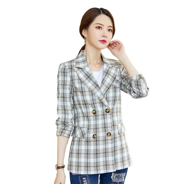 

women blazers chequered small suit jacket for women in spring and autumn new of british style and western style coat, White;black