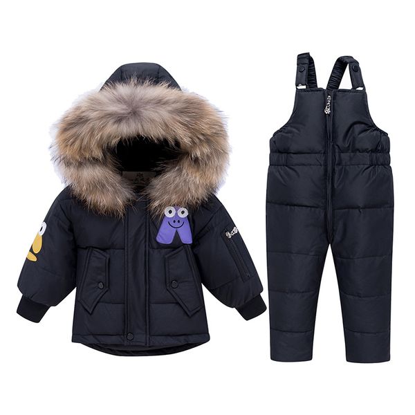 

russian winter suits for boys girls 2019 ski suit children clothing set baby duck down jacket coat + overalls warm kids snowsuit, Blue;gray
