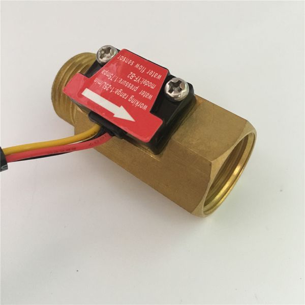 

10pcs/lot 1/2" yf-b2 brass water hall flow sensor flow rate measurement switch turbine meter