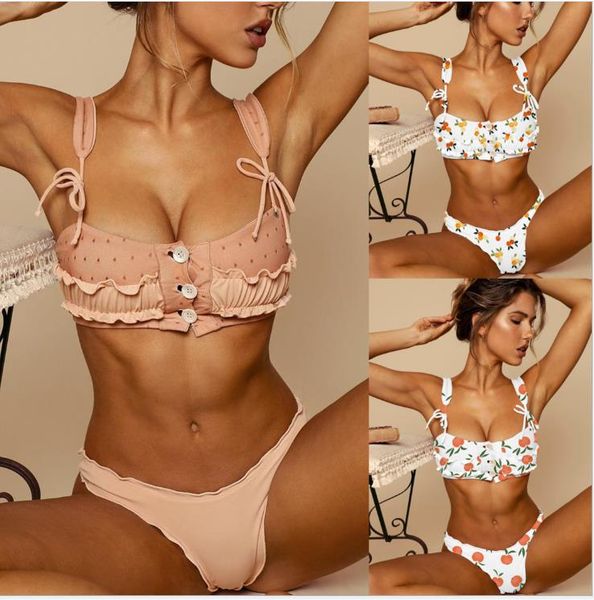 

2019 европейский и американский сексуальный купальник бикини сплит леди кнопка