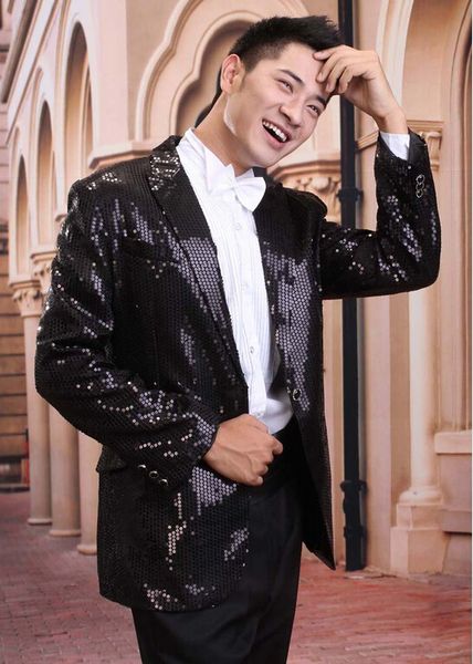 

2020 men's high-grade sequins blazer dress the host stage suit men performance studio clothing suits / m-xxxl, White;black