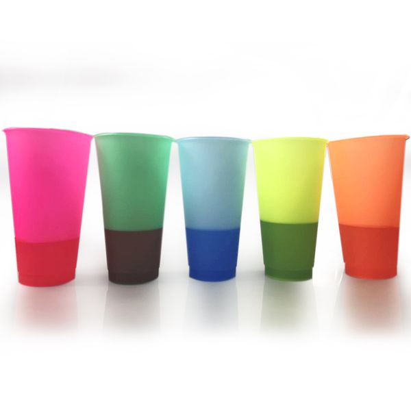 

24oz color changing cups plastic sippy cup discoloration color change cup with straw and lid 5 colors options a04