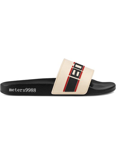 

fashion white cream slide sandals mens and womens causal beach slippers indoor flats flip flops with box, Black