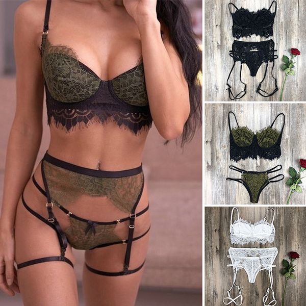 

valentine's day women lace babydoll open bra set g-string underwear nightwear bra & brief sets woman lingerie set hot, Black;white