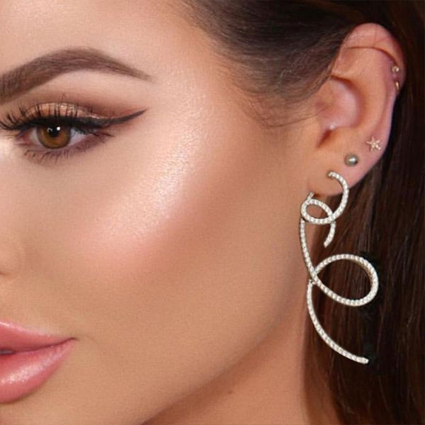 

stud godki luxury multicolor full cubic zirconia cz engagement wedding party nightclub statment earring, Golden;silver