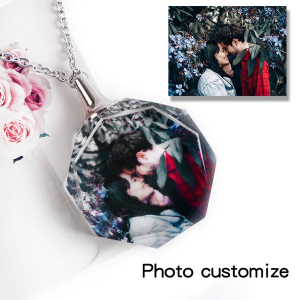 

personalized ps necklace crystal glass colorful print souvenir gifts women's accessories customize necklace pendant trinket, Silver