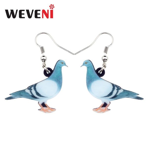 

weveni acrylic anime blue dove pigeon bird earrings big long dangle drop fashion animal jewelry for women girls teens kids gift, Silver