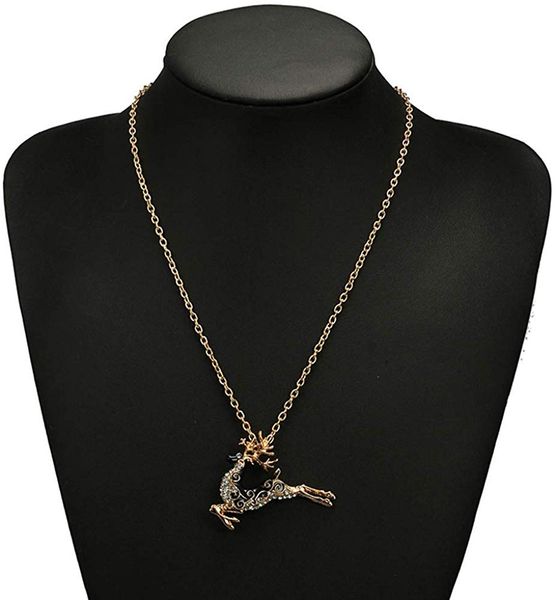 

christmas elegant pendant santa running elk charm necklace pendant diamond brooch drop dual-use gift, Silver