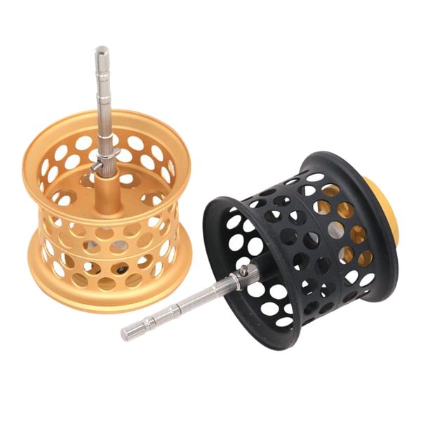 

2pcs metal fishing reel spool wire cup length 63.2mm 10.8g champagne+black