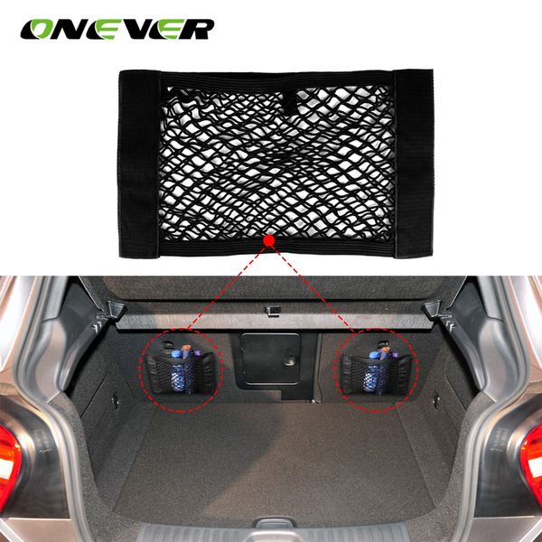 

onever 40cm*25cm car trunk storage bag rear back seat elastic string net mesh storage box pocket cage styling luggage holder